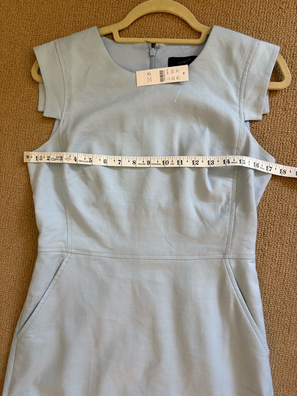 NWT J. Crew Resume Dress in Stretch Linen Blend. Light Blue  Sheath Dress, S 4 - Picture 6 of 9